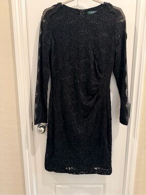 Ralph Lauren Black Long-Sleeve Lace Dress